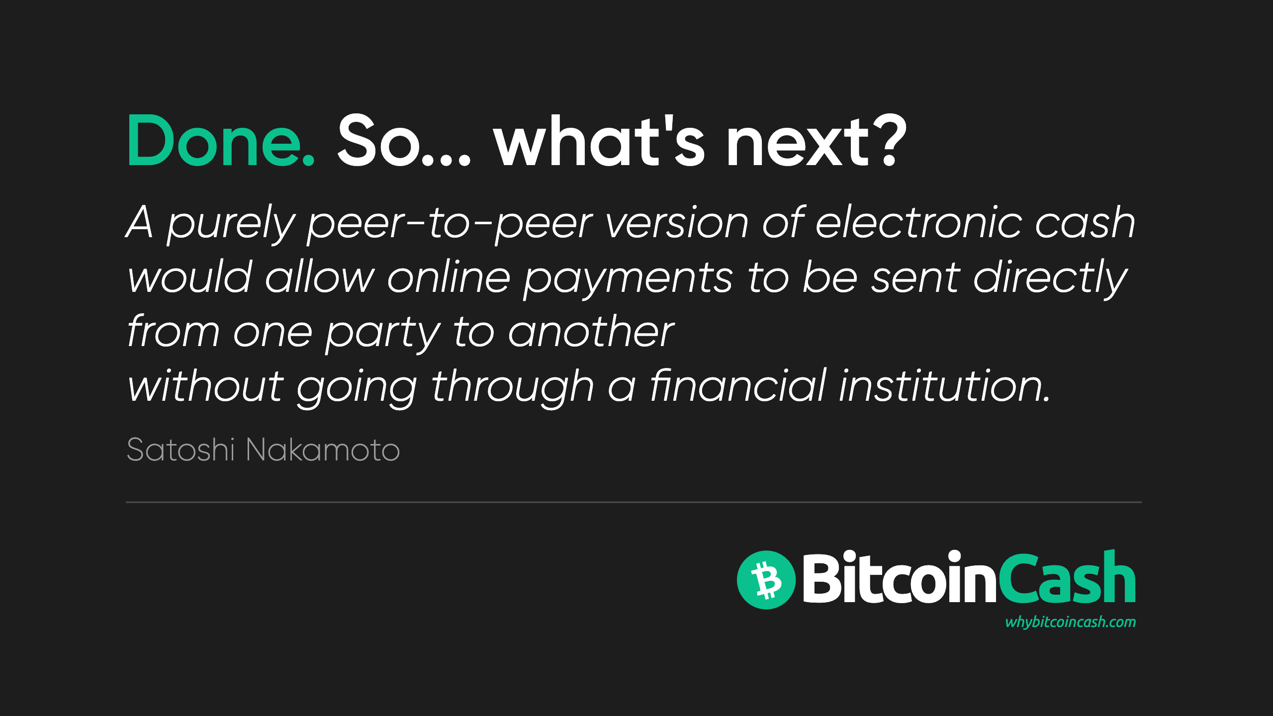 Done. So... what's next