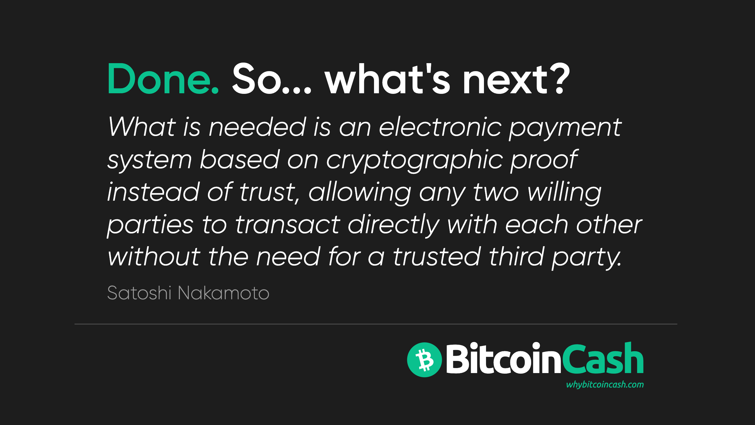 Done. So... what's next