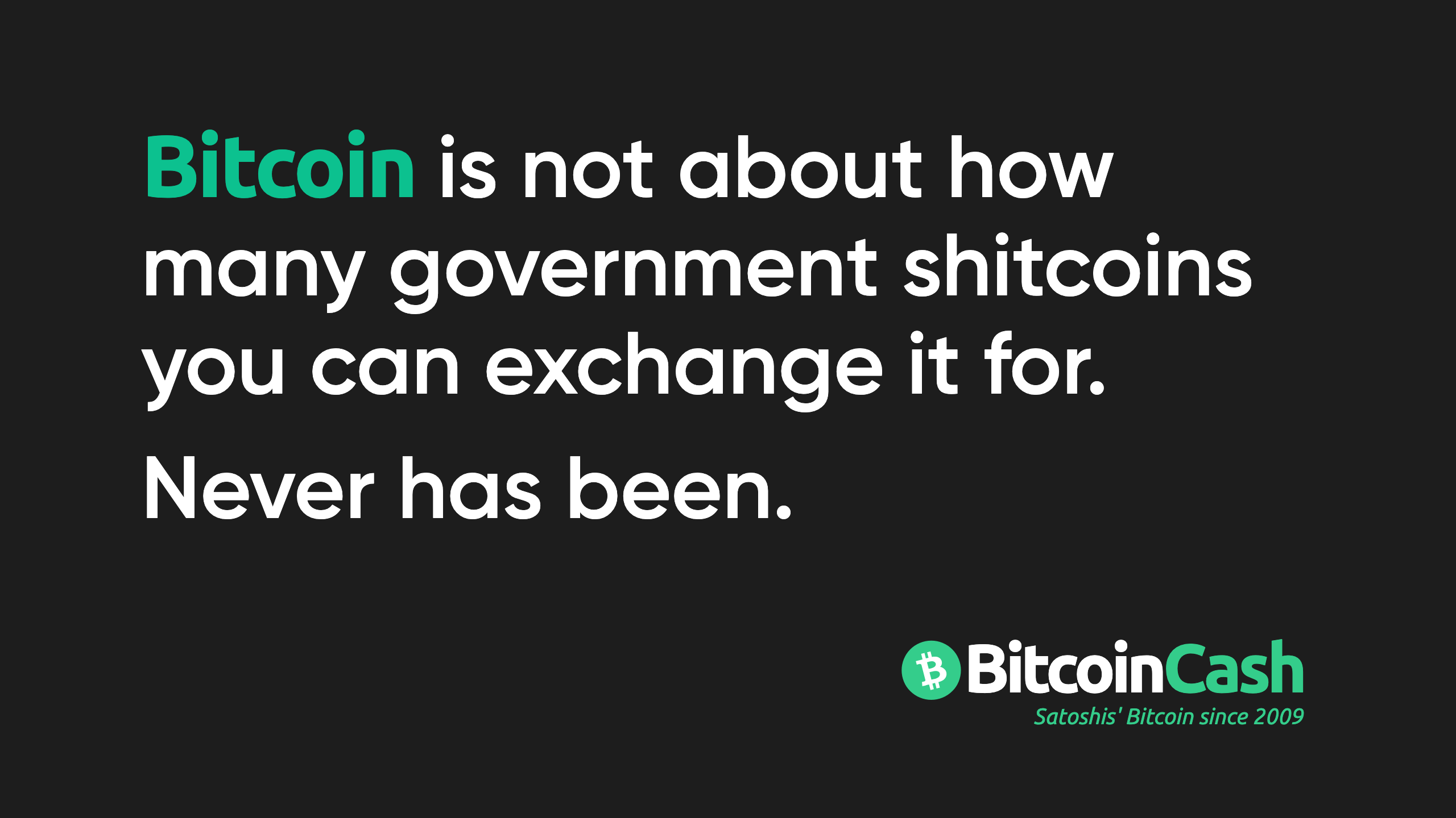 Bitcoin has never been about how many govt shitcoins you can exchange it for